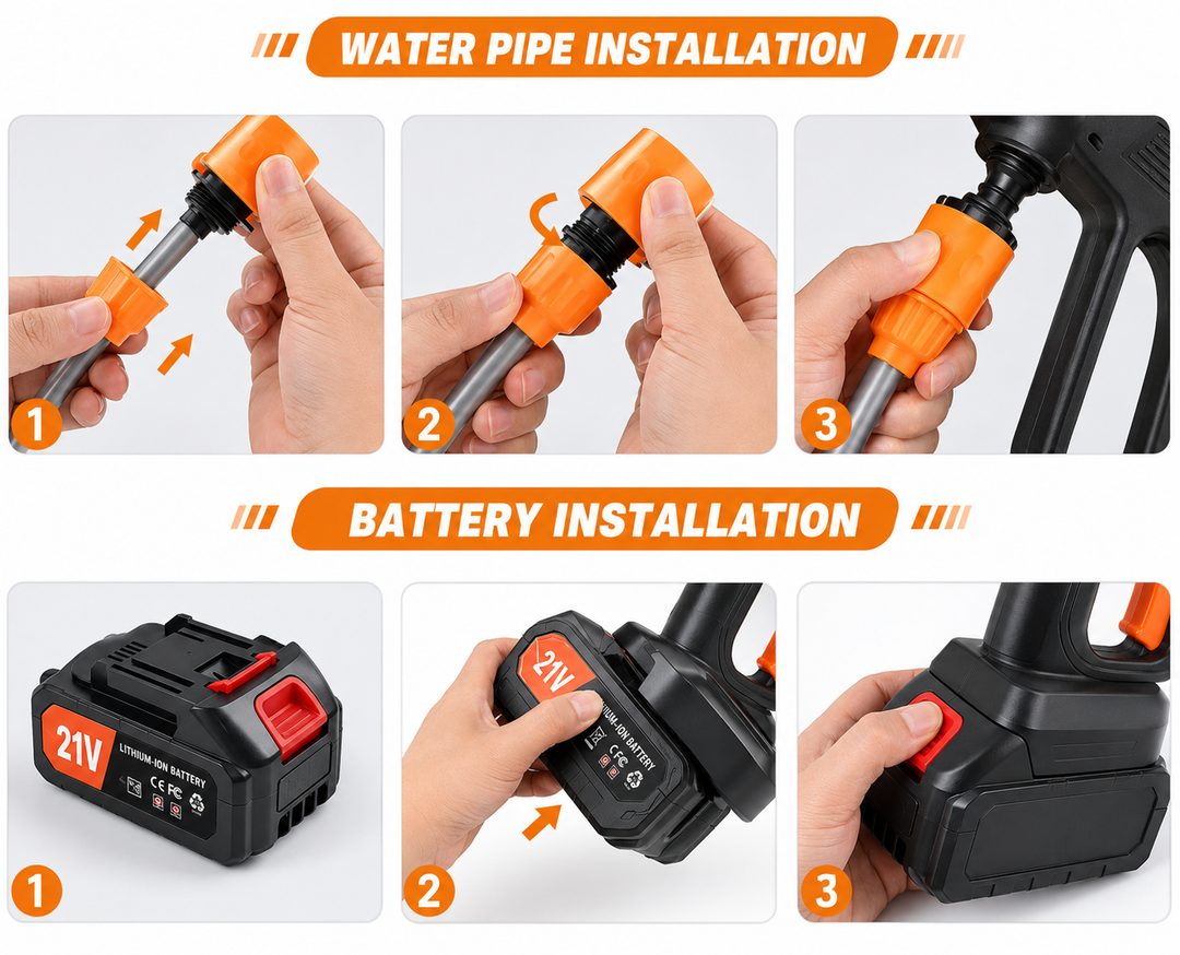 21V Cordless Car Washer – 6-in-1 Nozzle & Dual Batteries