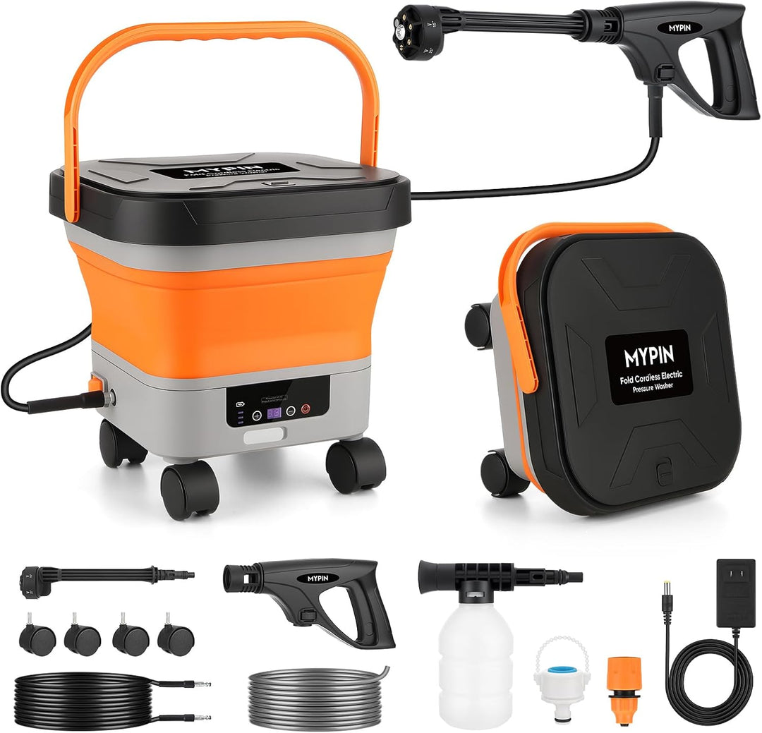 MYPIN 660 PSI Cordless Pressure Washer – 3.4-Gal Folding Tank & 7 Pressure Levels