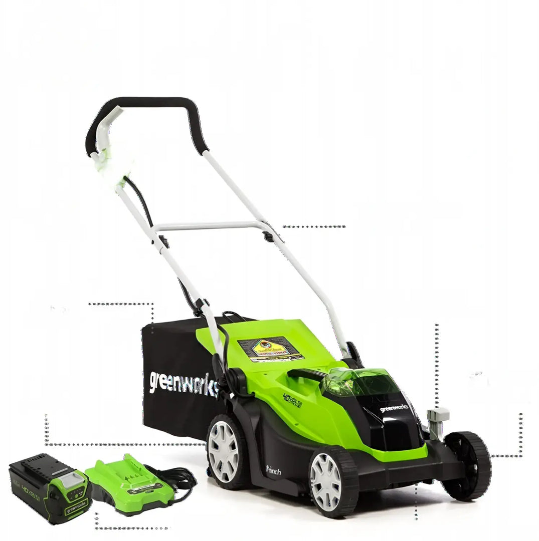 40V 14" Cordless Battery Push Lawn Mower: 4.0 Ah Battery and Charger, LM1404
