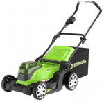 Load image into Gallery viewer, 48V (24V x 2) 17" Cordless Battery Push Lawn Mower w/ Two (2) 4.0Ah USB Batteries &amp; Dual Port Charger, LM1712