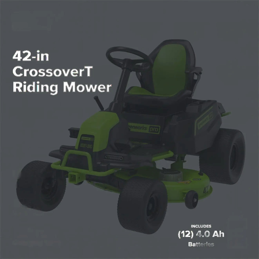 80V 42" Cordless Battery CrossoverT Riding Lawn Mower, Twelve (12) 4.0 Ah Batteries and (3) Dual-Port Turbo Chargers, CRT4281