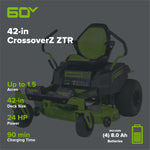 Load image into Gallery viewer, 60V 42" Electric CrossoverZ Zero Turn Mower with (4) 8 Ah Batteries and (2) Dual-Port Turbo Chargers, CRZ4262