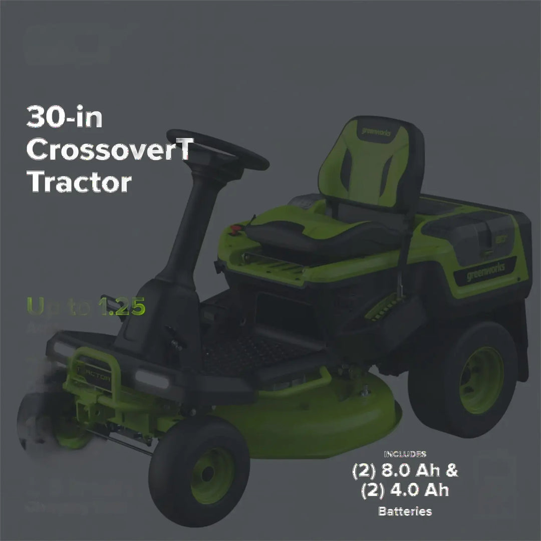 60V 30” CrossoverT Riding Lawn Tractor with (2) 8.0 Ah, (2) 4.0 Ah Batteries & 600-Watt Charger, CRT3061