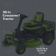 60V 30” CrossoverT Riding Lawn Tractor with (2) 8.0 Ah, (2) 4.0 Ah Batteries & 600-Watt Charger, CRT3061