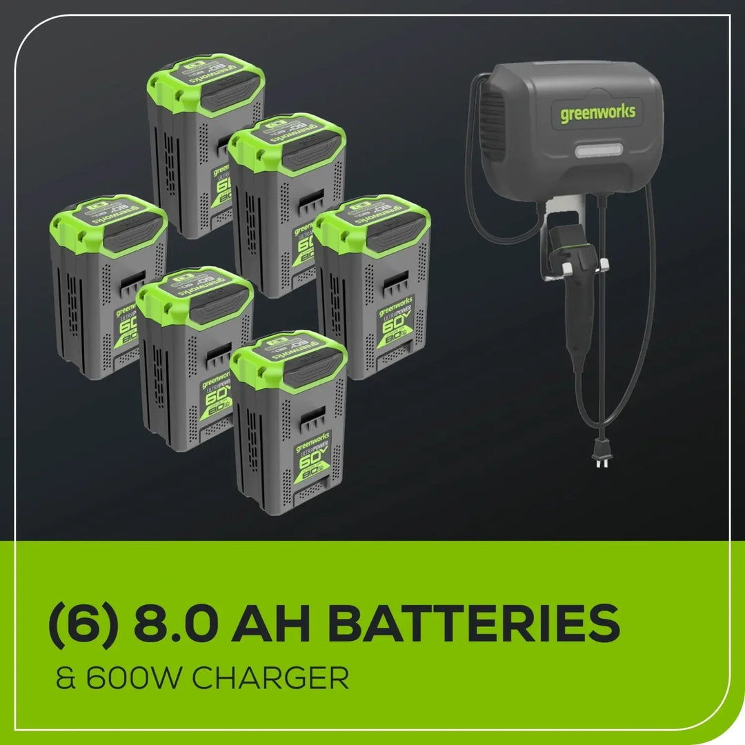 60V 42" Cordless Battery CrossoverT Riding Lawn Mower, (6) 8.0 Ah Batteries and 600W Wall Charger, CRT4262