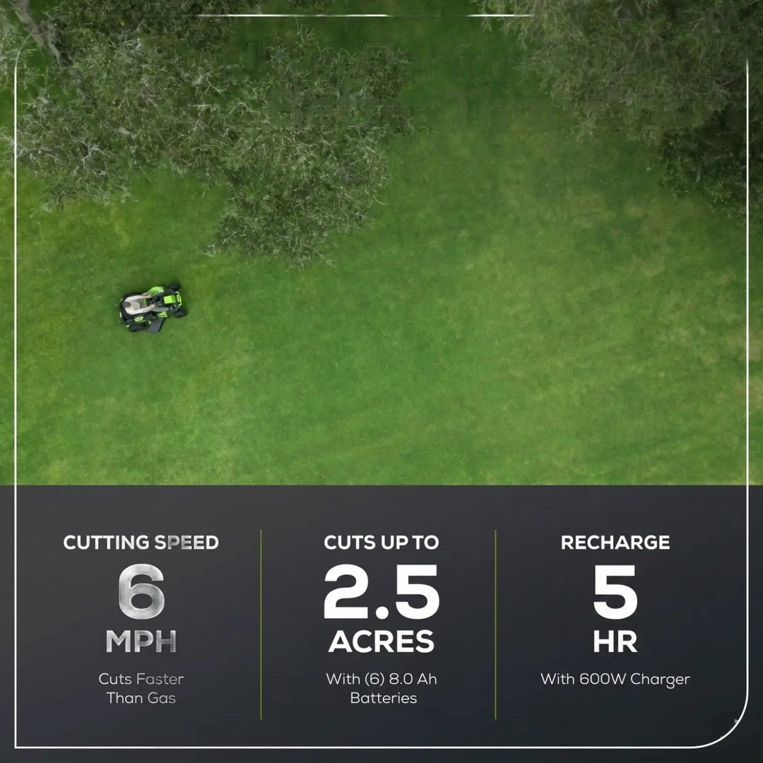 60V 42" Cordless Battery CrossoverT Riding Lawn Mower, (6) 8.0 Ah Batteries and 600W Wall Charger, CRT4262