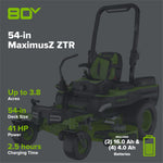 Load image into Gallery viewer, 80V 54" MaximusZ Zero Turn Riding Mower with (2) 16.0 Ah and (4) 4.0 Ah Batteries and 1.5kW Charger, MZ5481