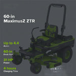 Load image into Gallery viewer, 60V 60" MaximusZ Zero Turn: (2) 20.0 Ah, (4) 8.0 Ah Batteries and 1.5kW Charger, MZ6061