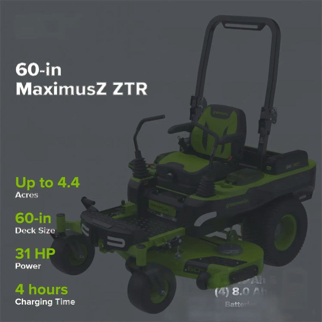 60V 60" MaximusZ Zero Turn: (2) 20.0 Ah, (4) 8.0 Ah Batteries and 1.5kW Charger, MZ6061