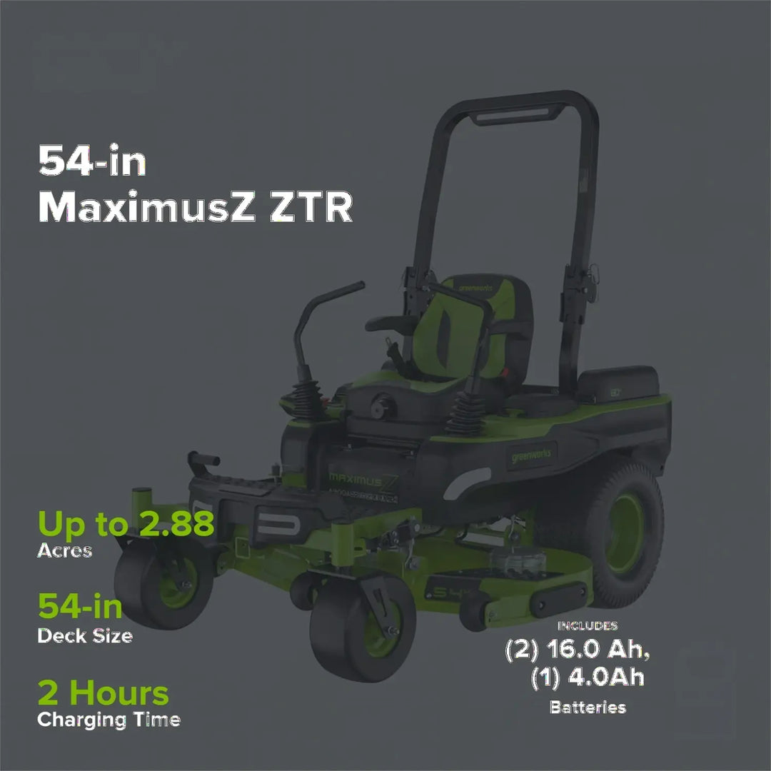 80V 54" MaximusZ Zero Turn Riding Mower with (2) 16.0 Ah and (1) 4.0 Ah Batteries and 1.5kW Charger, MZ5481