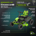 Load image into Gallery viewer, 80V 42" Cordless Battery CrossoverT Riding Lawn Mower, (4) 5.0Ah Batteries and 600W Wall Charger, CRT4282
