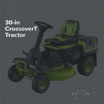 Load image into Gallery viewer, 60V 30" CrossoverT Riding Lawn Tractor with (4) 8.0 Ah Batteries and 600-Watt Charger, CRT3062