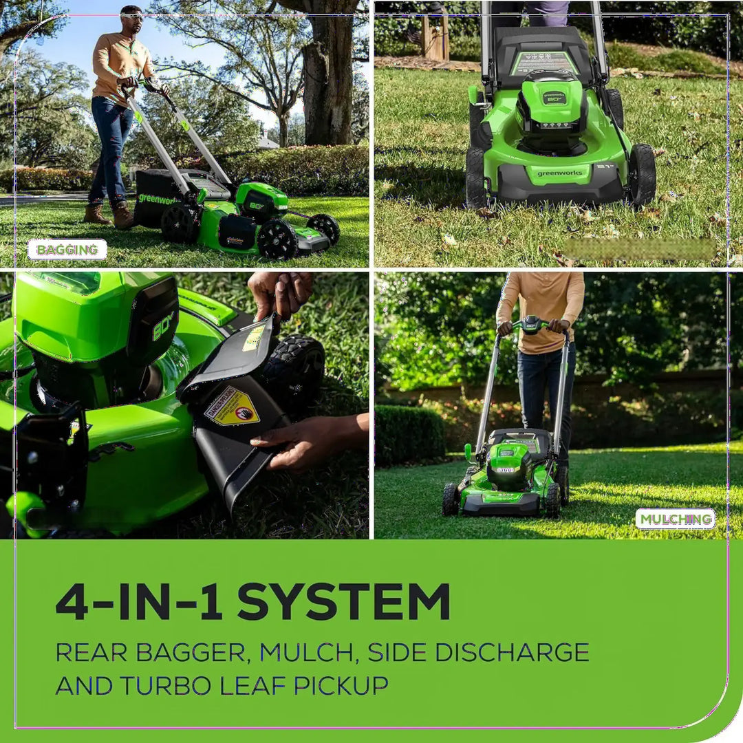80V 21" Cordless Battery 4-in-1 Push Lawn Mower: 4.0 Ah Battery and Charger, LM2108