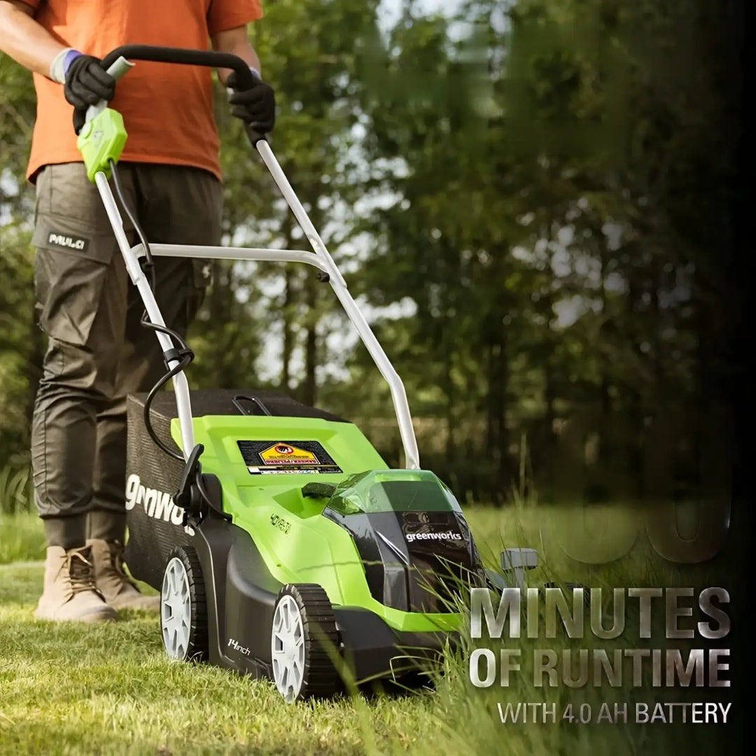 40V 14" Cordless Battery Push Lawn Mower: 4.0 Ah Battery and Charger, LM1404