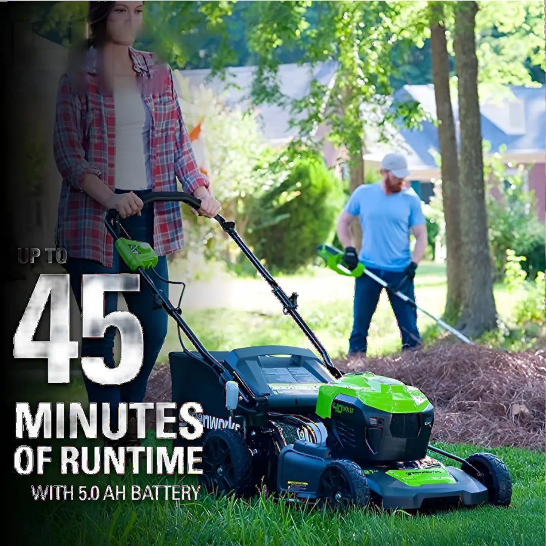 40V 21" Cordless Battery Brushless Push Lawn Mower: 5.0 Ah USB Battery and Charger, LM2104
