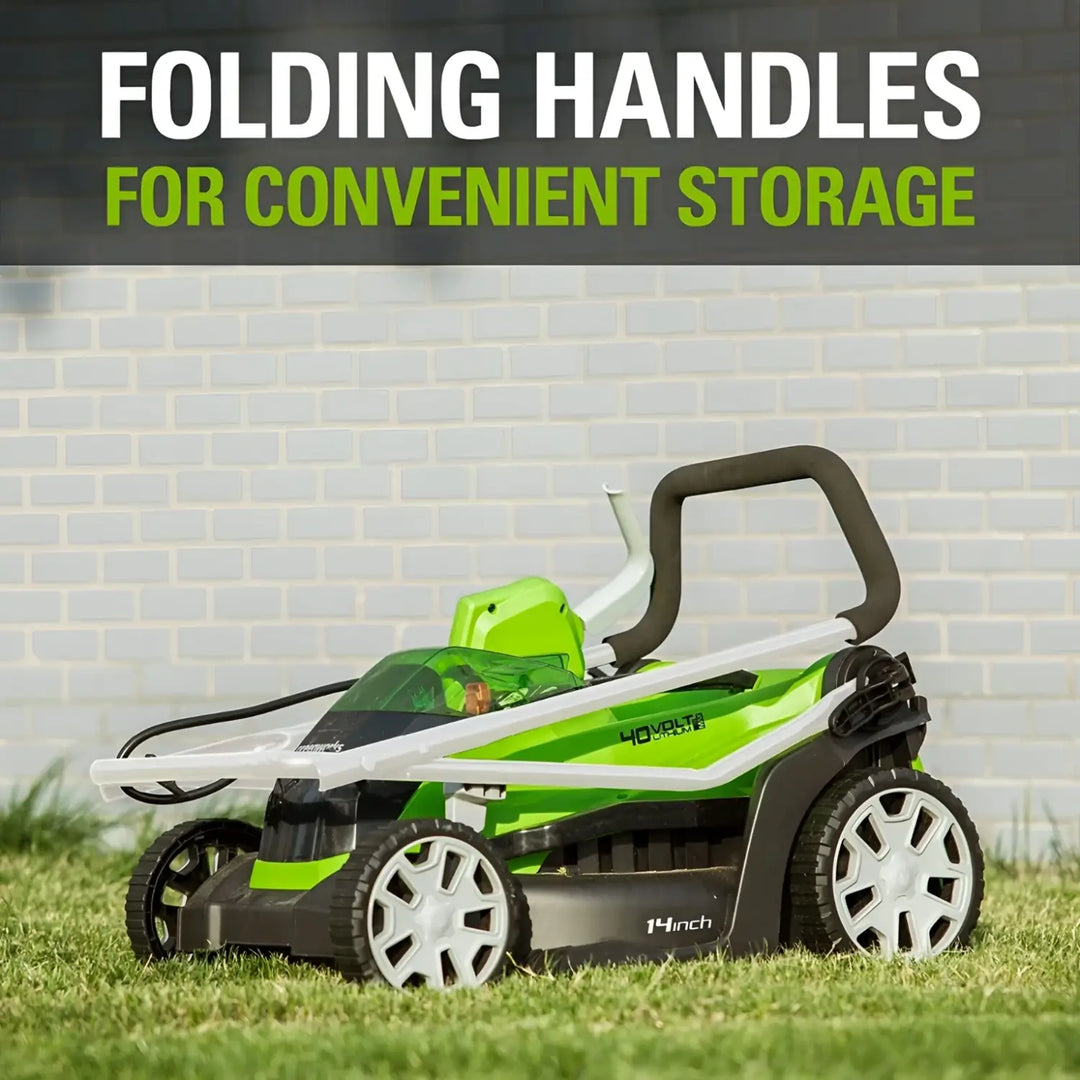 40V 14" Cordless Battery Push Lawn Mower: 4.0 Ah Battery and Charger, LM1404