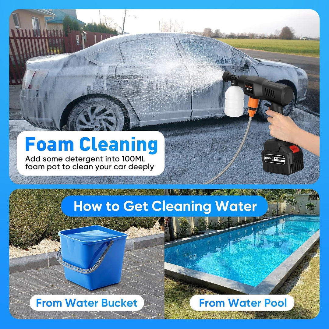 MYPIN 600 PSI Cordless Pressure Washer – 21V 3.0Ah, 6-in-1 Nozzle