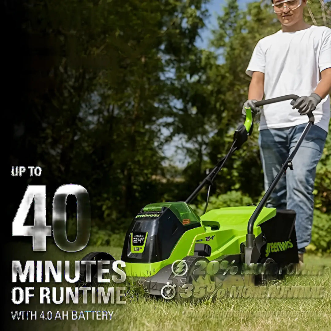 24V 13" Cordless Battery BL Push Lawn Mower: 4.0 Ah Battery and Charger, LM1312
