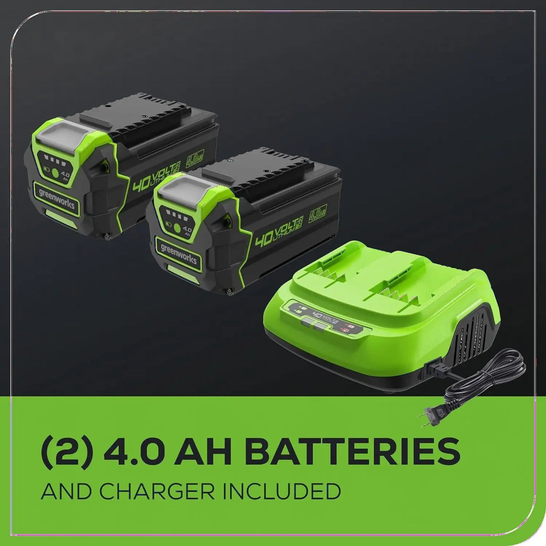 40V 25" Cordless Battery Brushless Dual Blade Self-Propelled Lawn Mower: (2) 4.0 Ah Batteries and Dual-Port Charger, LM2504S
