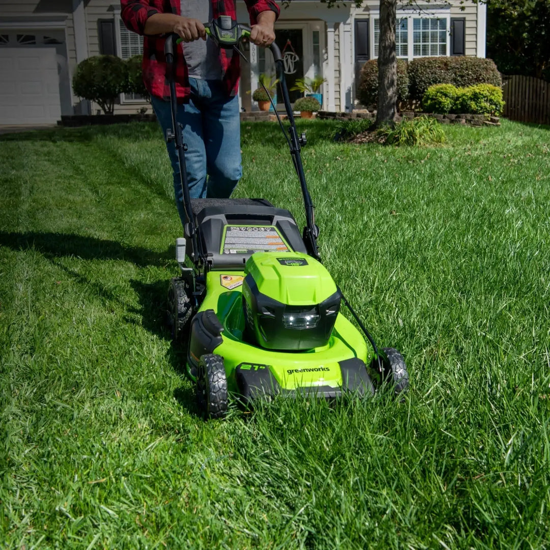 48V (24V x 2) 21" Cordless Battery Self-Propelled Lawn Mower w/ Two (2) 5.0Ah USB Batteries & Dual Port Charger, LM2112S
