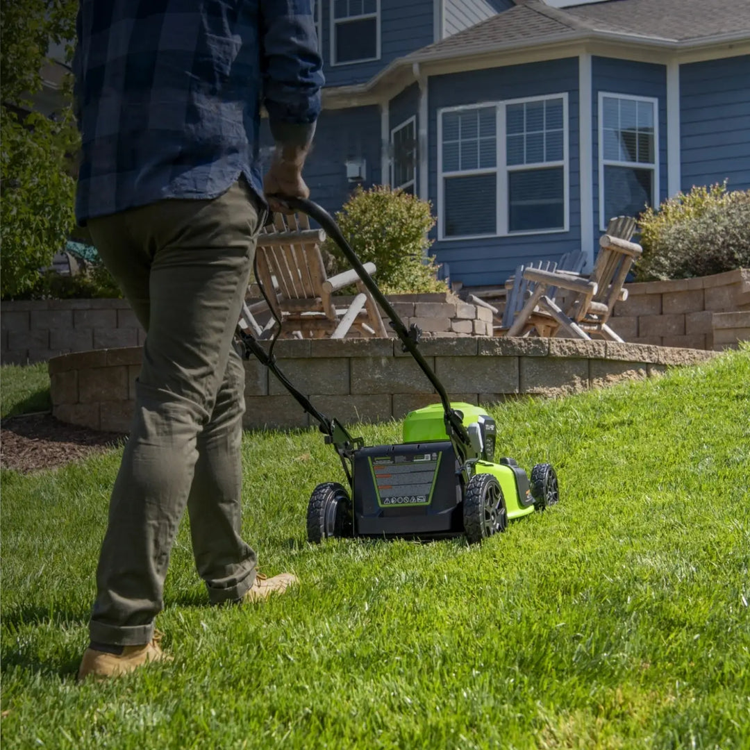 48V (24V x 2) 21" Cordless Battery Self-Propelled Lawn Mower w/ Two (2) 5.0Ah USB Batteries & Dual Port Charger, LM2112S