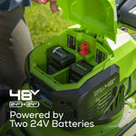 Load image into Gallery viewer, 48V (24V x 2) 20" Cordless Battery Push Mower: (2) 4.0 Ah USB Batteries and Dual-Port Rapid Charger, LM2002