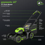Load image into Gallery viewer, 60V 17" Cordless Battery Push Lawn Mower: 4.0 Ah Battery and Charger, LM1716