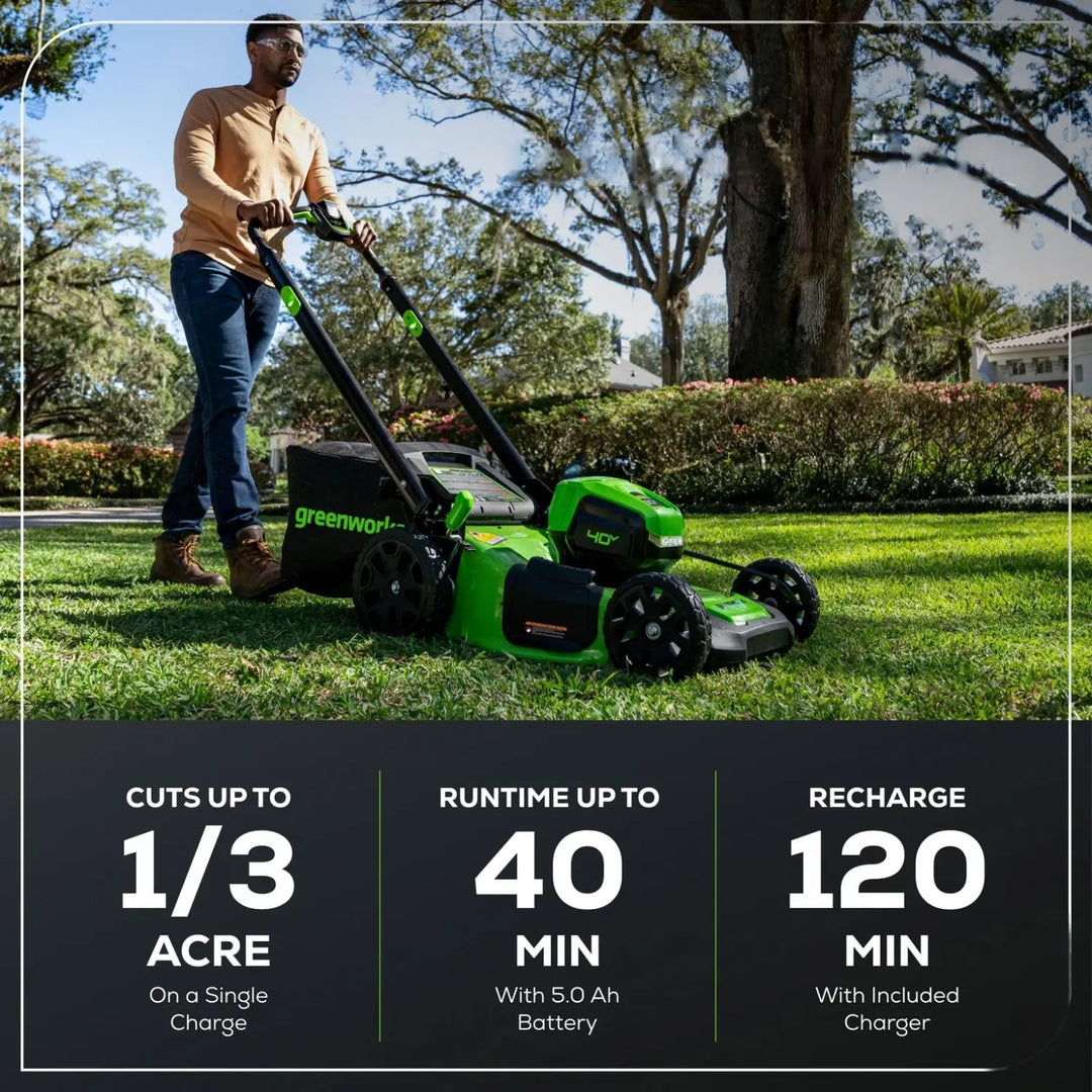 40V 21" Cordless Battery Self-Propelled Lawn Mower: 5.0 Ah Battery and 2A Charger, LM2144S