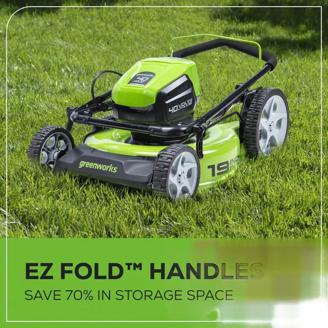 40V 19" Cordless Battery Push Lawn Mower: 5.0 Ah USB Battery and Charger, LM1934