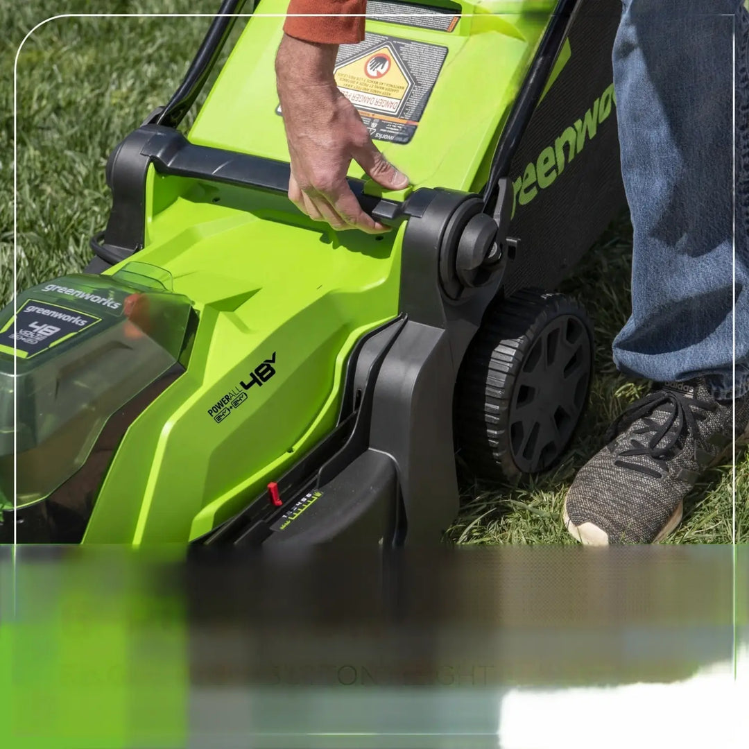 48V (24V x 2) 17" Cordless Battery Push Lawn Mower: (2) 4.0 Ah Batteries and Dual-Port Charger, LM1702