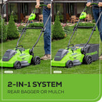 Load image into Gallery viewer, 40V 16" Cordless Battery Brushless Push Lawn Mower and 350 CFM Blower Combo Kit: 4.0 Ah Battery and Charger
