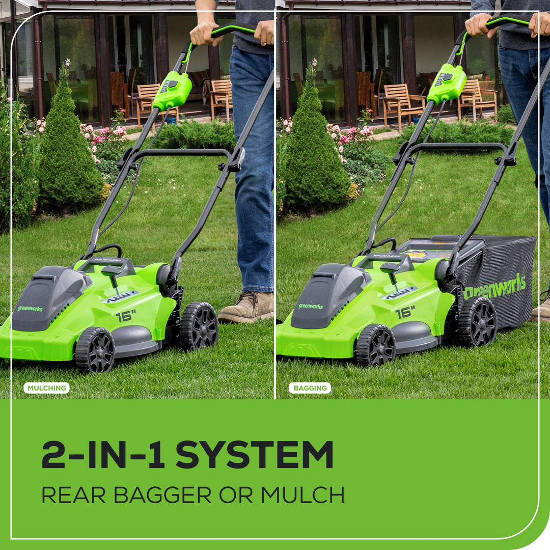 OPEN BOX 40V 16" Cordless Battery Brushless Push Lawn Mower: 4.0 Ah Battery and Charger, LM1624