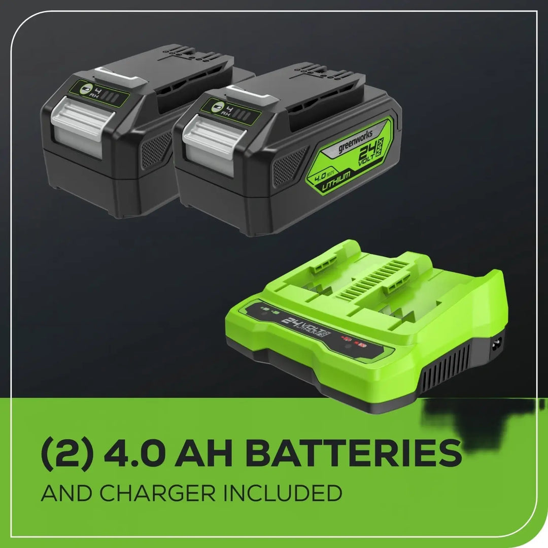 48V (24V x 2) 17" Cordless Battery Push Lawn Mower: (2) 4.0 Ah Batteries and Dual-Port Charger, LM1702
