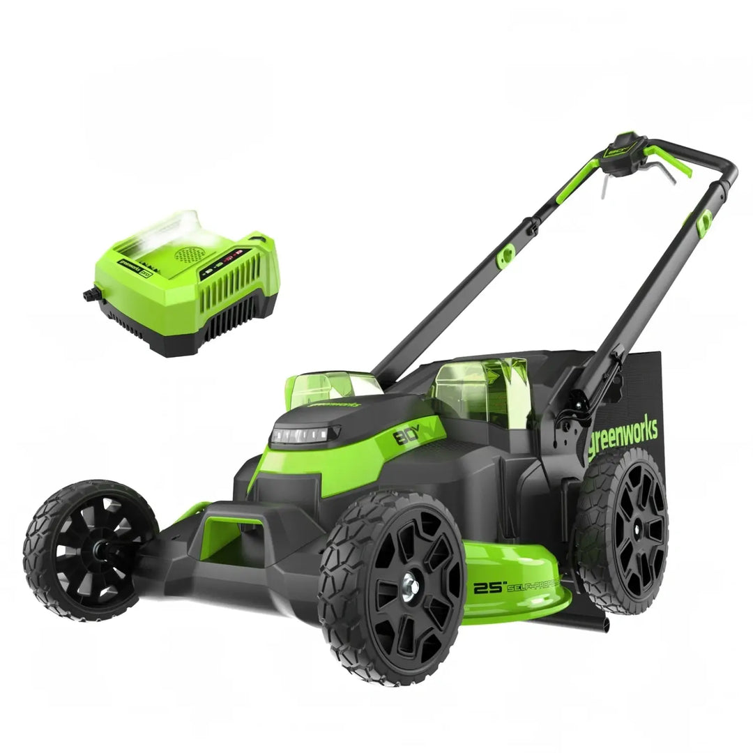 80V 25" Cordless Battery Dual Blade Self-Propelled Mower: 4.0 Ah Battery and Rapid Charger, LM2508S