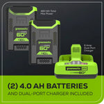 Load image into Gallery viewer, 60V 25" Cordless Battery Dual Blade Self-Propelled Lawn Mower w/ Two (2) 4.0Ah Batteries &amp; Dual-Port Charger, LM2516S
