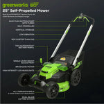 Load image into Gallery viewer, 60V 25" Cordless Battery Dual Blade Self-Propelled Lawn Mower w/ Two (2) 4.0Ah Batteries &amp; Dual-Port Charger, LM2516S