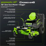 Load image into Gallery viewer, 60V 42" Cordless Battery CrossoverZ Zero Turn Lawn Mower + Bagger, (6) 8.0 Ah Batteries and (3) Dual-Port Turbo Chargers