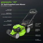 Load image into Gallery viewer, 40V 21" Cordless Battery Self-Propelled Lawn Mower: (2) 4.0 Ah USB Batteries and Charger, LM2124S