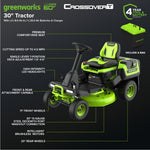 Load image into Gallery viewer, 60V 30" CrossoverT Riding Lawn Tractor, Bagger Included, (4) 8.0 Ah (1) 20.0Ah Batteries and 600-Watt Charger, CRT3062
