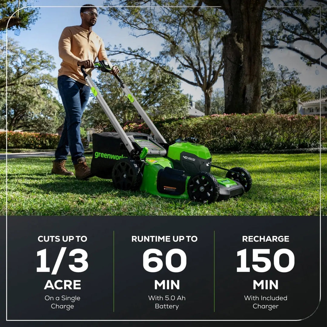 40V 21" Cordless Battery Self-Propelled Lawn Mower: 5.0 Ah USB Batteries and Charger, LM2154S