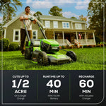 Load image into Gallery viewer, 80V 21" GEN 2 Cordless Battery 4-in-1 Push Lawn Mower (Auto Switch): 4.0 Ah Battery and Charger, LM2118