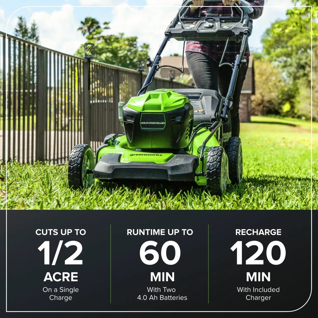 40V 21" Cordless Battery Self-Propelled Lawn Mower: (2) 4.0 Ah USB Batteries and Charger, LM2124S