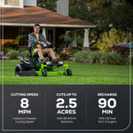 Load image into Gallery viewer, 60V 42" Cordless Battery CrossoverZ Zero Turn Riding Lawn Mower 3-Tool Combo Kit, (6) 8Ah Batteries, One(1) 2.5 Ah Battery and (4) Chargers