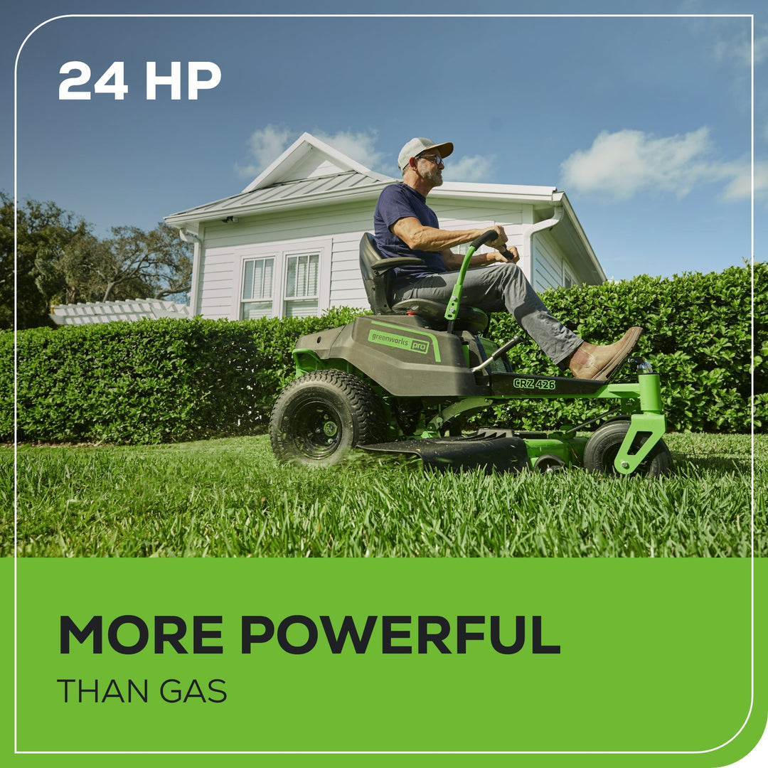 60V 42" Cordless Battery CrossoverZ Zero Turn Riding Lawn Mower 3-Tool Combo Kit, (6) 8Ah Batteries, One(1) 2.5 Ah Battery and (4) Chargers