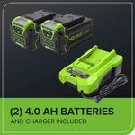 Load image into Gallery viewer, 40V 21" Cordless Battery Self-Propelled Lawn Mower: (2) 4.0 Ah USB Batteries and Charger, LM2124S