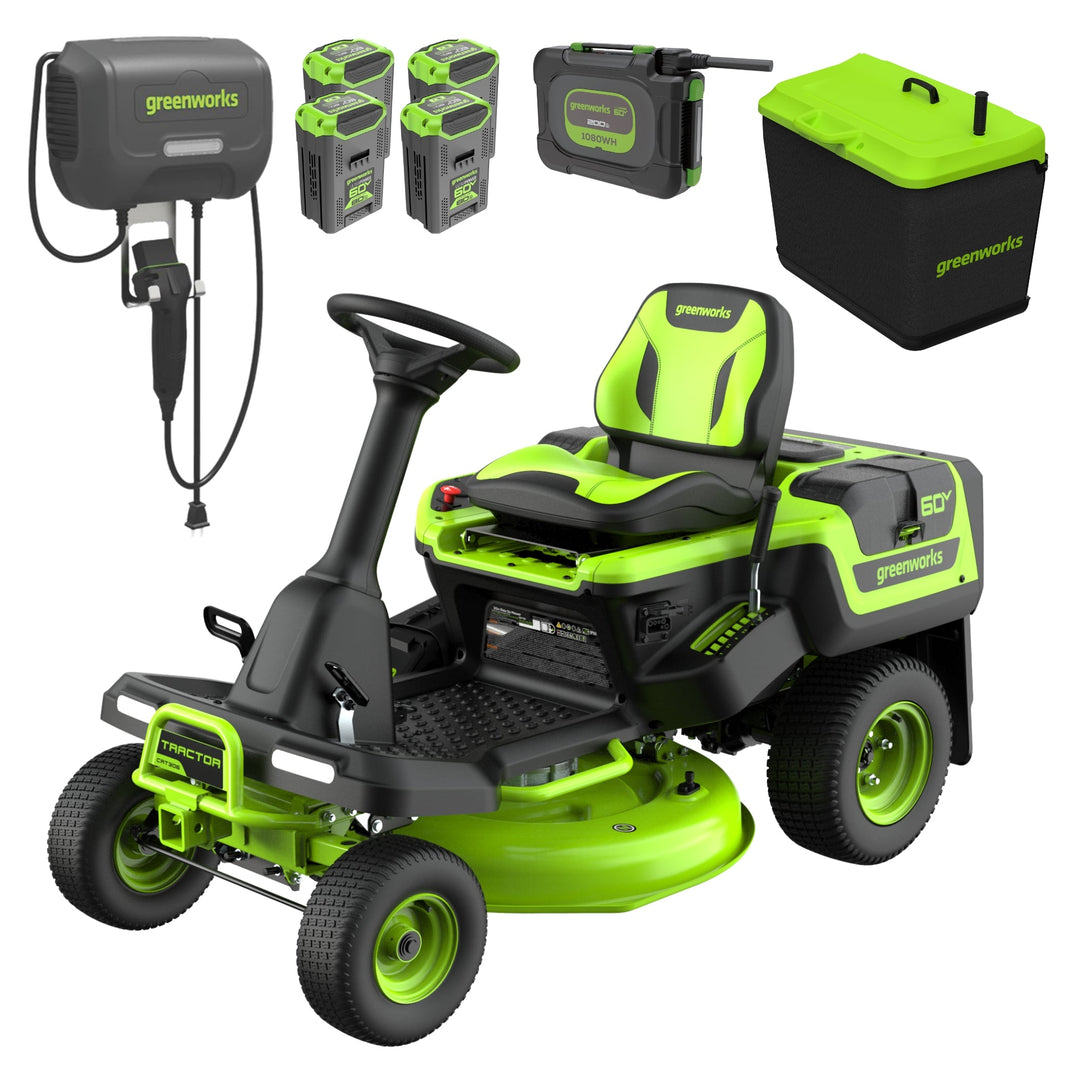 60V 30" CrossoverT Riding Lawn Tractor, Bagger Included, (4) 8.0 Ah (1) 20.0Ah Batteries and 600-Watt Charger, CRT3062