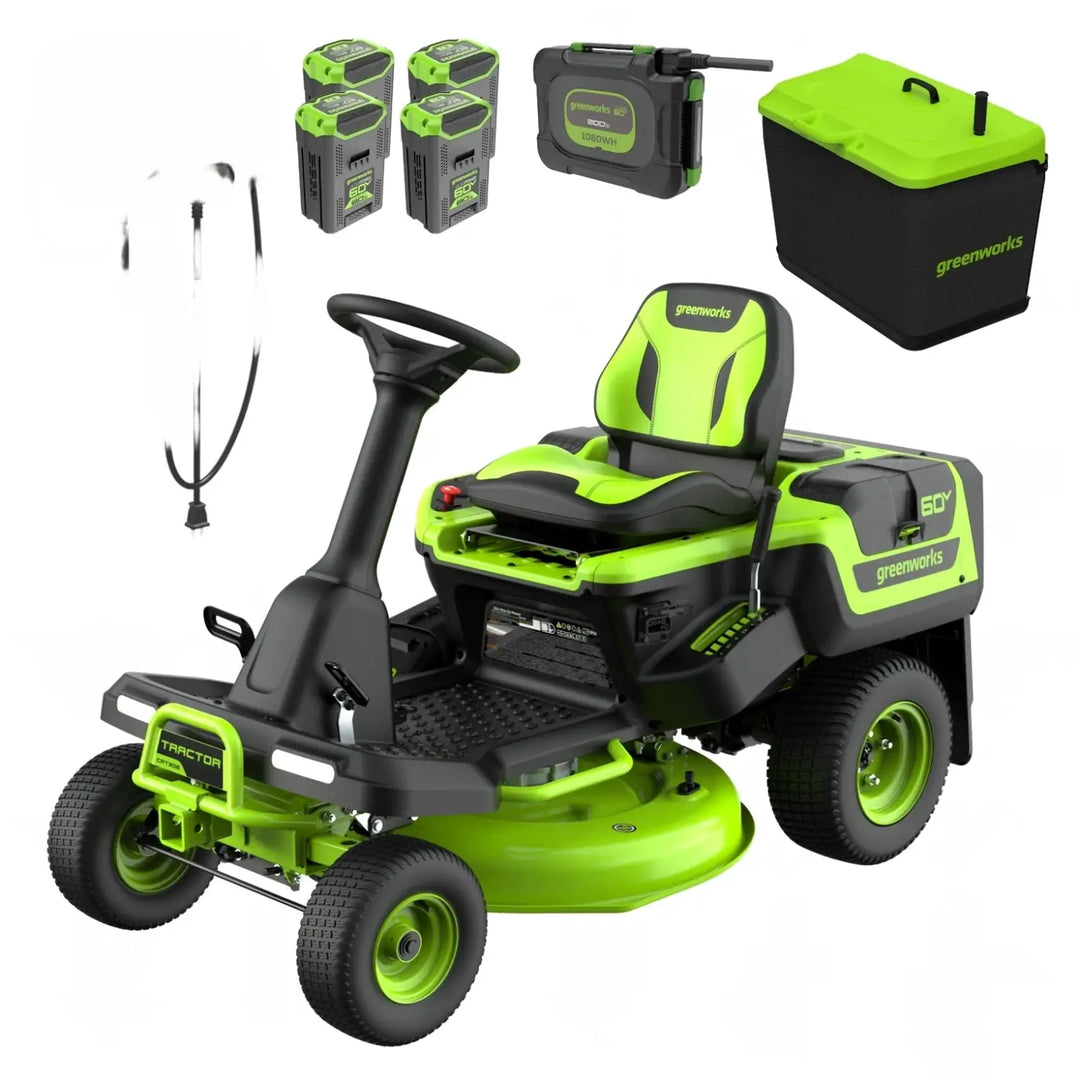 60V 30" CrossoverT Riding Lawn Tractor, Bagger Included, (4) 8.0 Ah (1) 20.0Ah Batteries and 600-Watt Charger, CRT3062