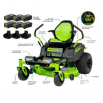 Load image into Gallery viewer, 80V 42" Cordless Battery CrossoverT Riding Lawn Mower w/ Six (6) 5.0Ah Batteries and Three (3) Dual Port Turbo Chargers, CRZ4281