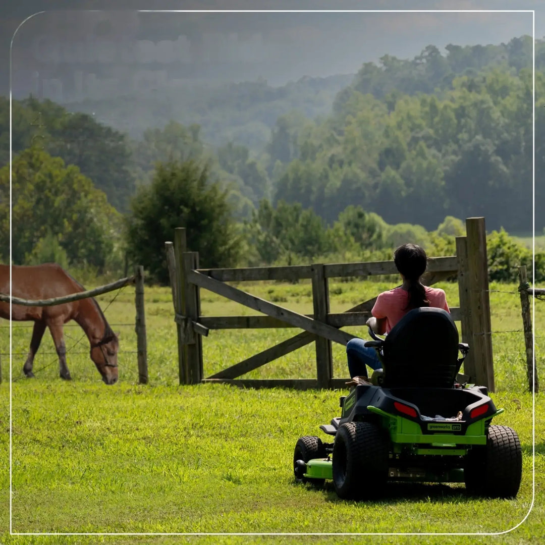 RENEWED 60V 42" Cordless Battery CrossoverT Riding Lawn Mower, (4) 8.0 Ah Batteries and (2) Dual-Port Turbo Chargers, CRT4262