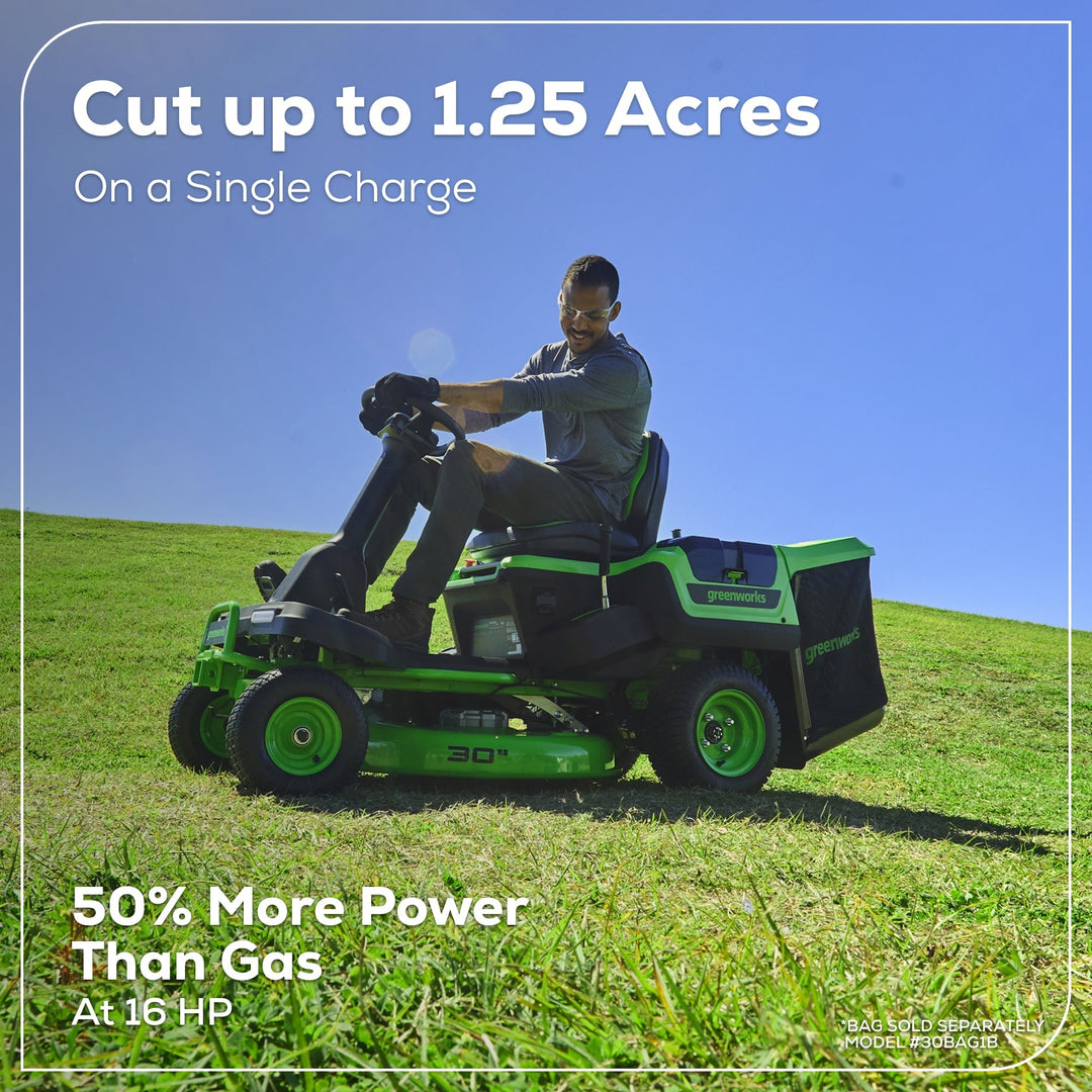 60V 30" CrossoverT Riding Lawn Tractor 3PC Combo Kit, Two 8.0 Ah Batteries, Two 4.0 Ah Batteries, One 2.5 Ah Battery and Two Chargers
